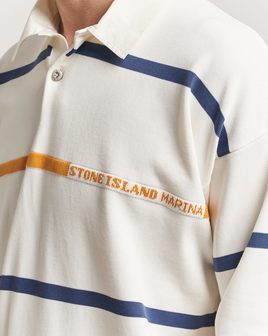Uomini | Maglieria | Stone Island | Marina Striped Cotton Rugby Ivory