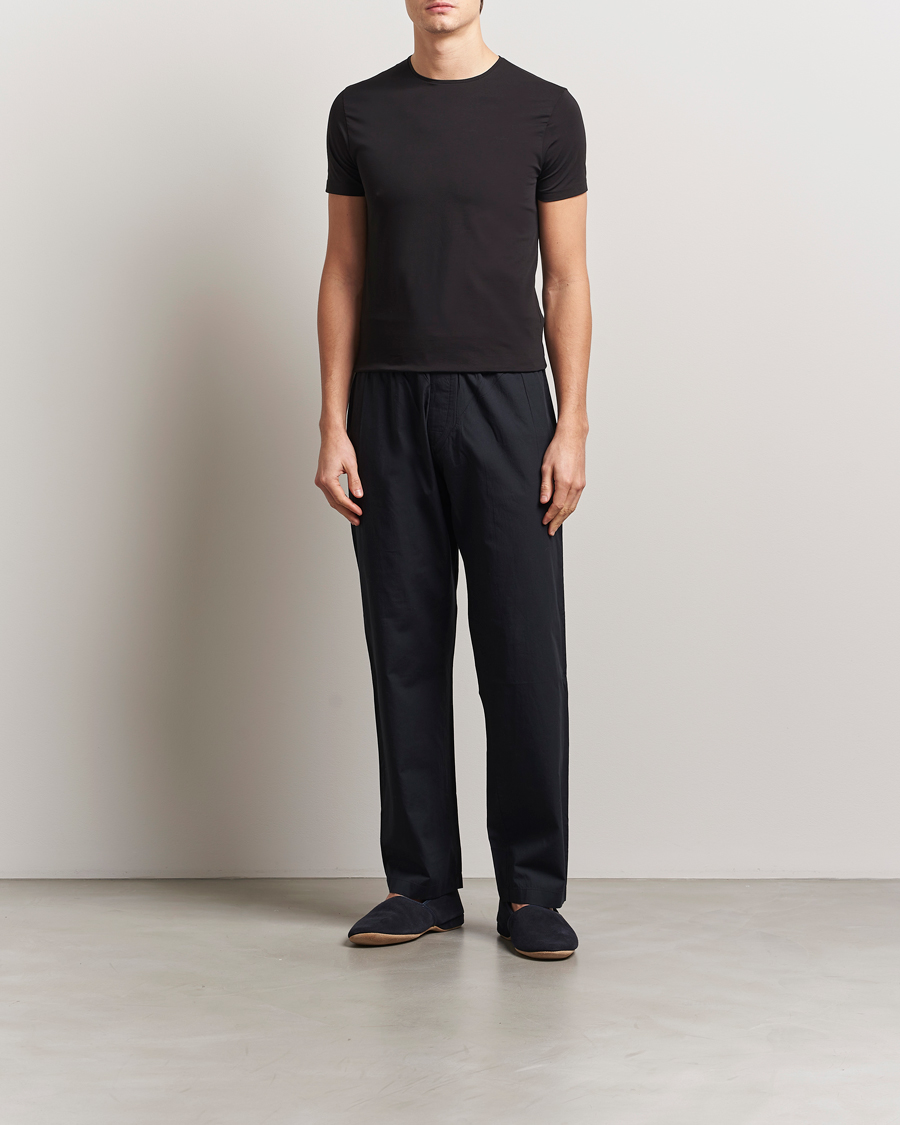 Uomini | T-shirt | Derek Rose | Pima Cotton Crew Neck T-Shirt Black