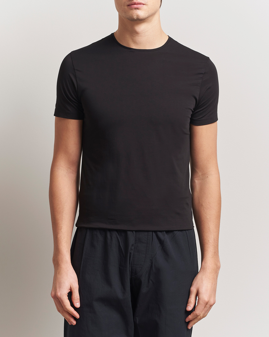Uomini | T-shirt | Derek Rose | Pima Cotton Crew Neck T-Shirt Black