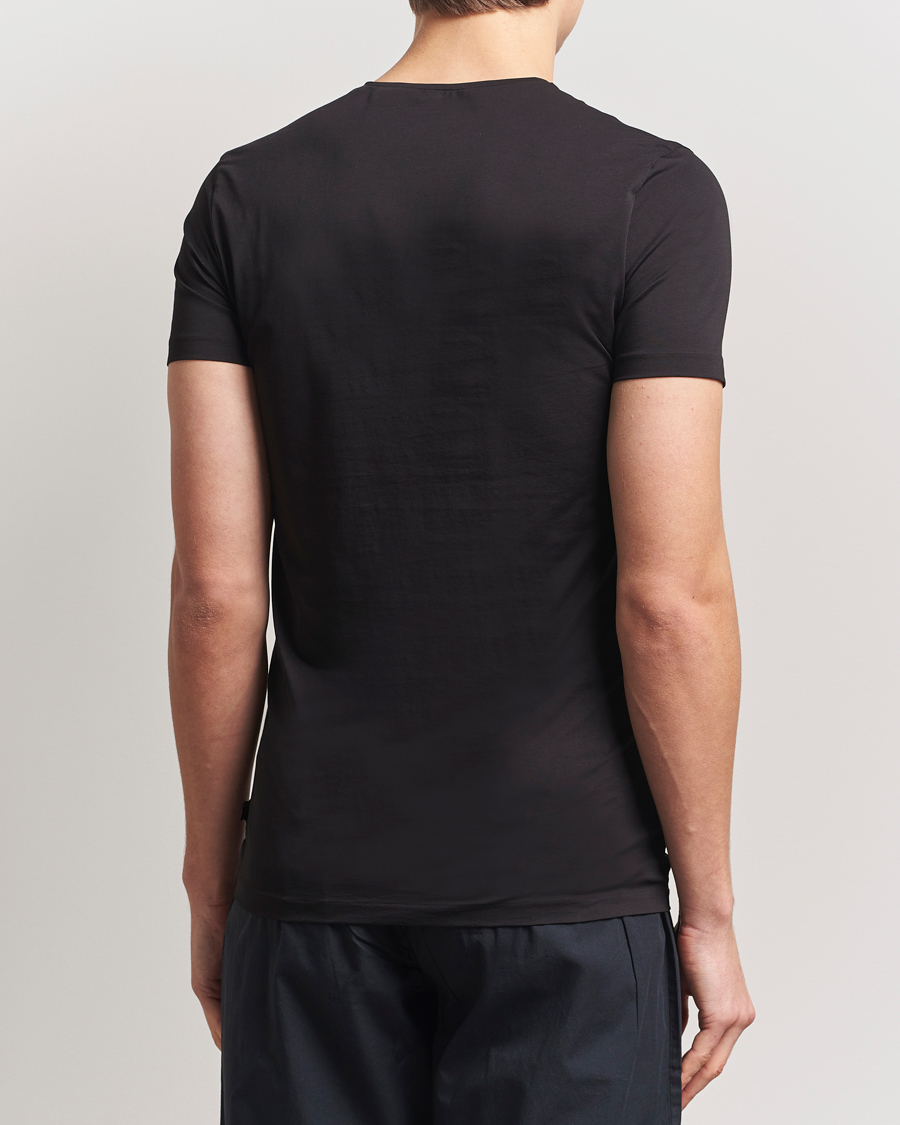 Uomini | T-shirt | Derek Rose | Pima Cotton Crew Neck T-Shirt Black