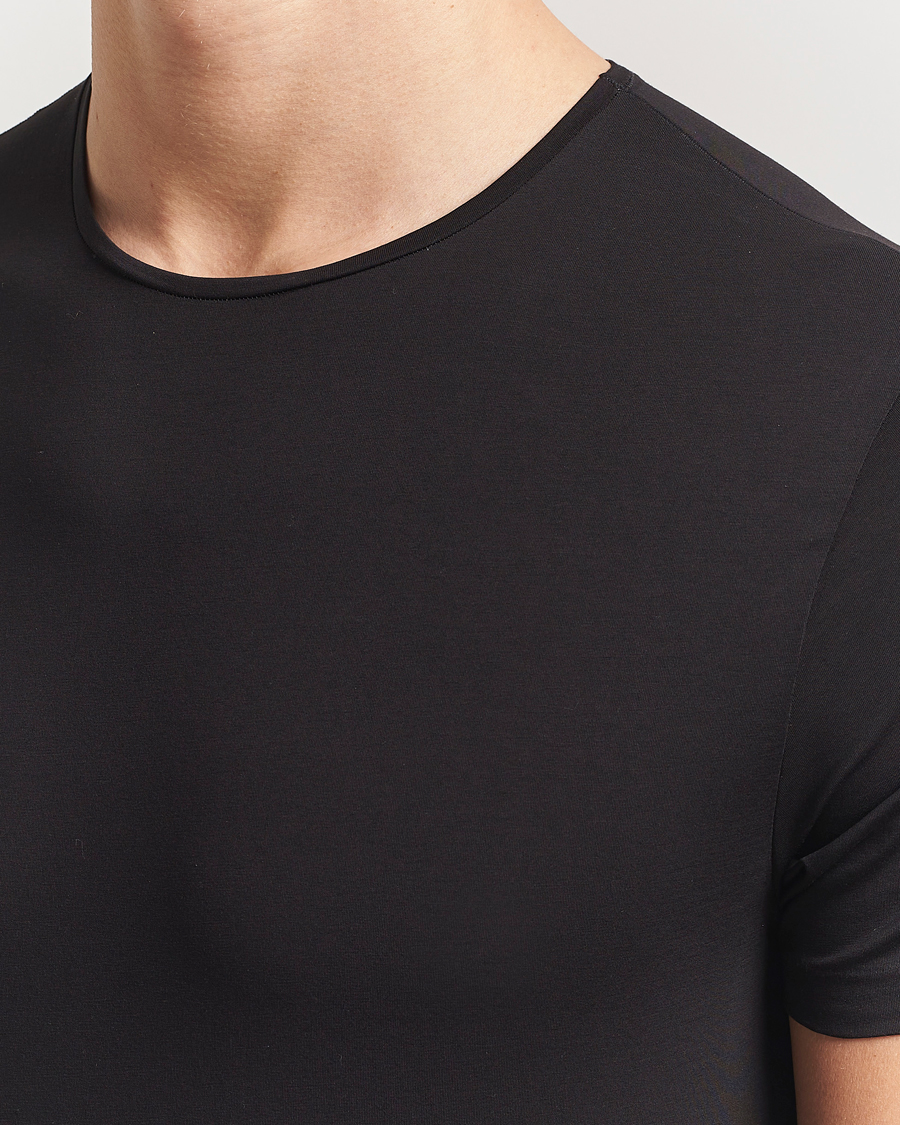 Uomini | T-shirt | Derek Rose | Pima Cotton Crew Neck T-Shirt Black