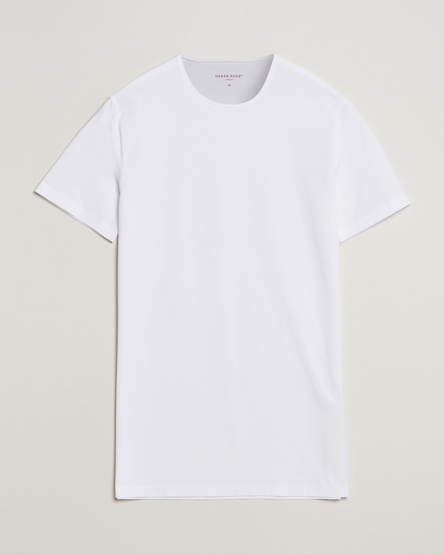 Uomini | T-shirt | Derek Rose | Pima Cotton Crew Neck T-Shirt White
