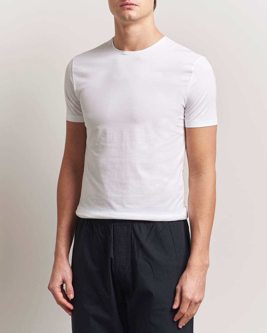 Uomini | T-shirt | Derek Rose | Pima Cotton Crew Neck T-Shirt White