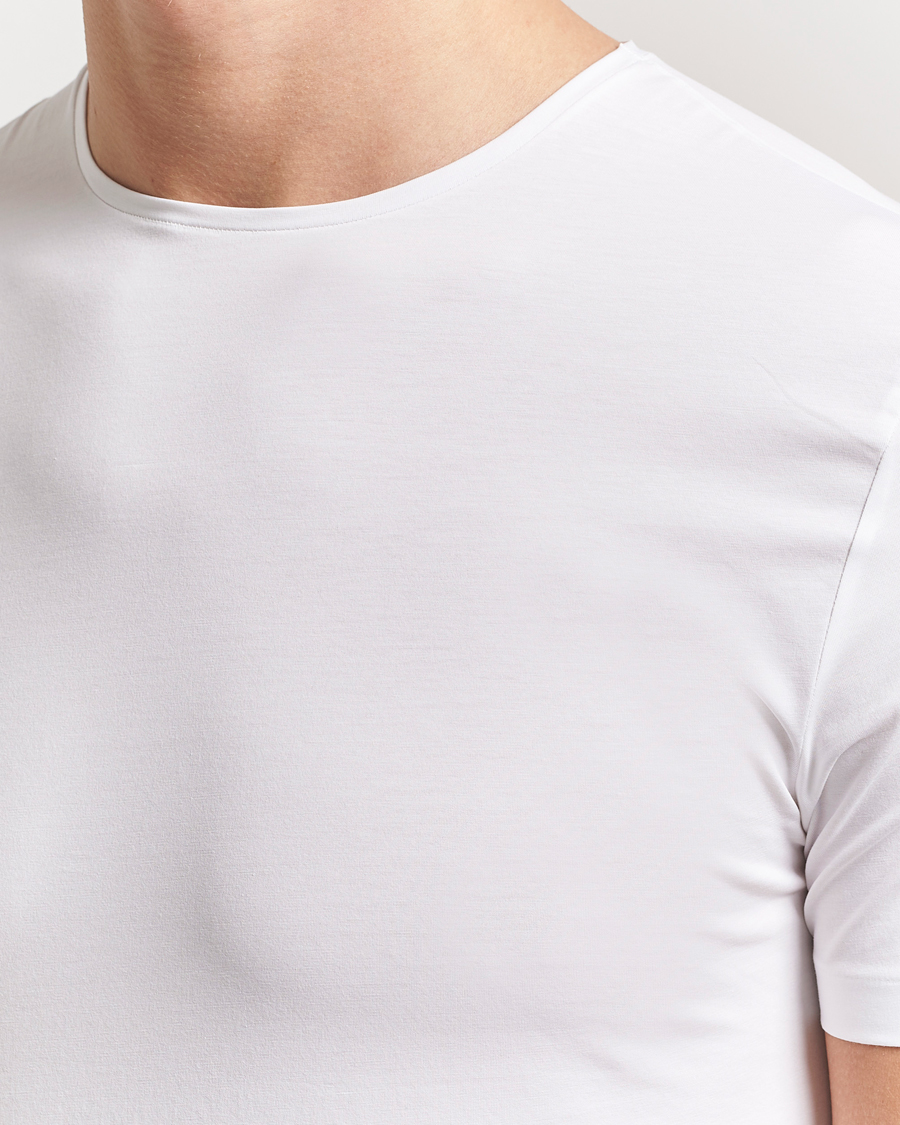 Uomini | T-shirt | Derek Rose | Pima Cotton Crew Neck T-Shirt White