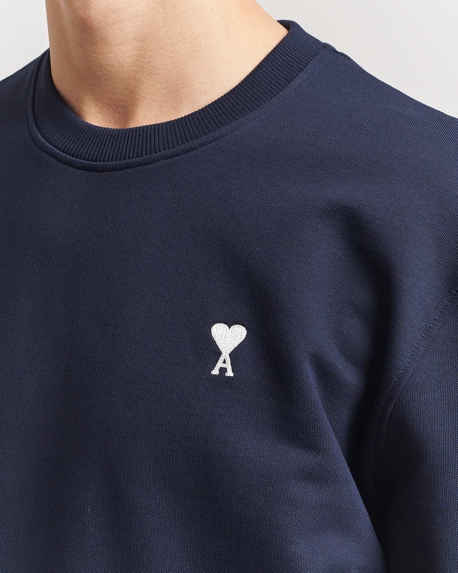 Uomini | Maglieria | AMI | Off White Heart Logo Sweatshirt Night Blue