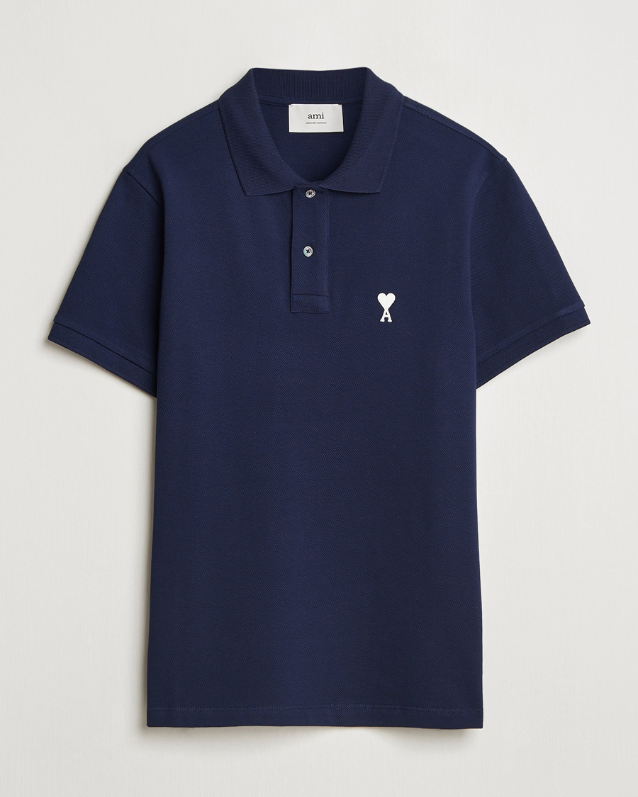 Uomini | Polo | AMI | Off White Heart Logo Polo Night Blue