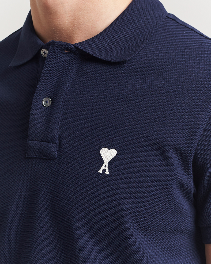 Uomini | Polo | AMI | Off White Heart Logo Polo Night Blue