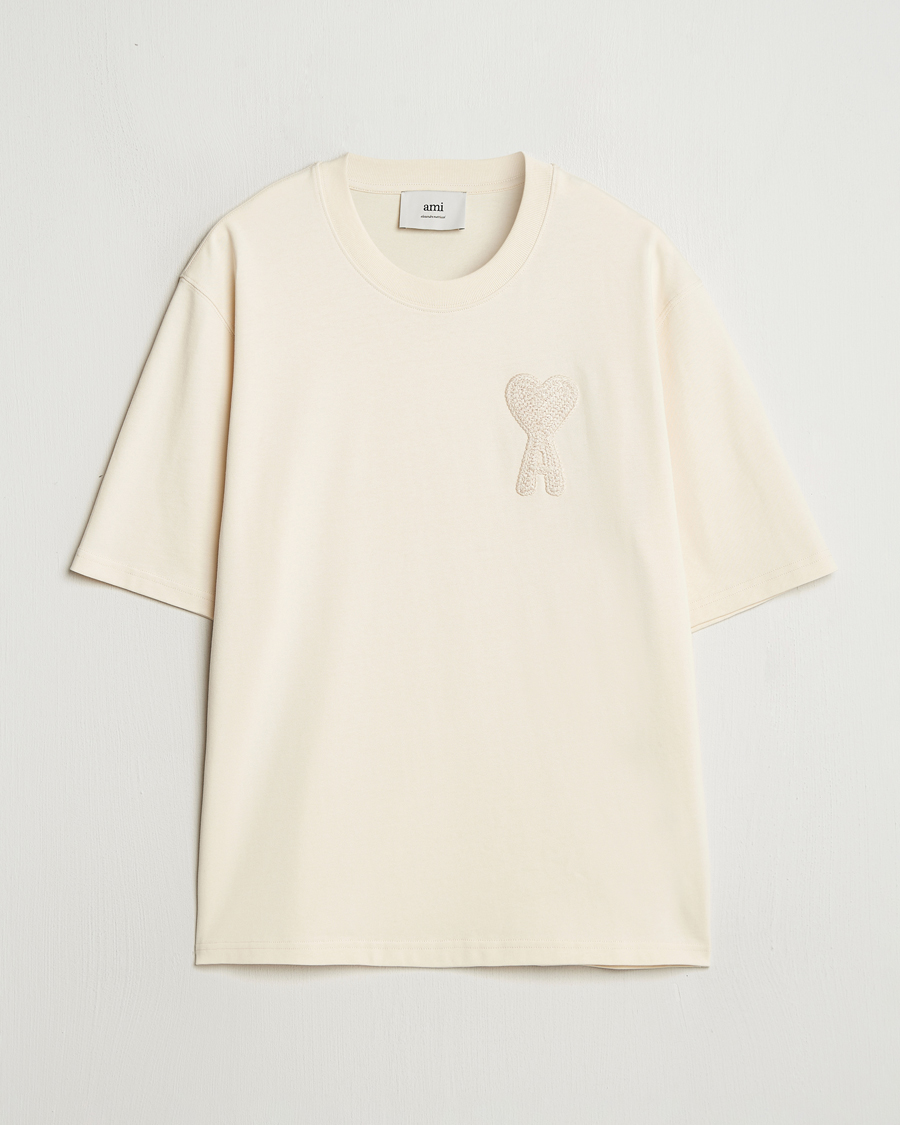 Uomini | T-shirt | AMI | Bouclé Heart T-Shirt White Cream
