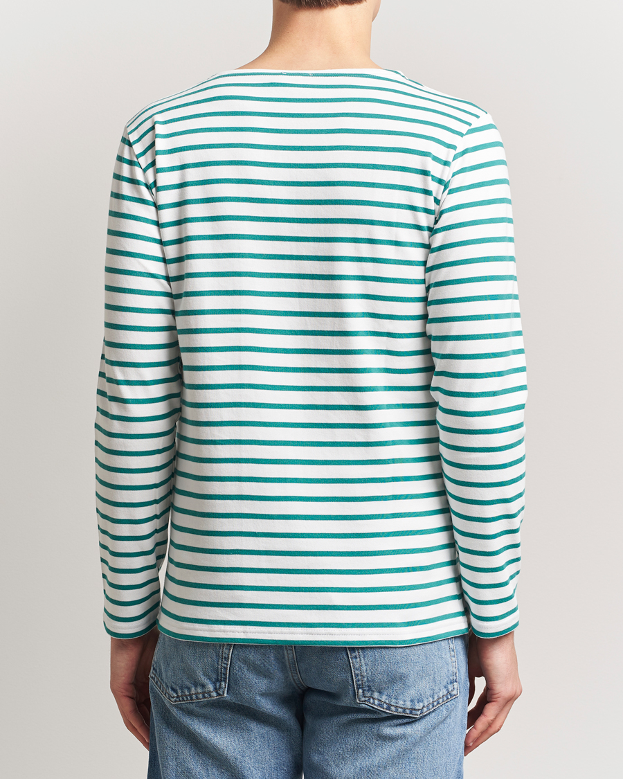 Uomini | T-shirt | Armor-lux | Houat Héritage Stripe Long Sleeve T-Shirt Milk/Deep Jungle