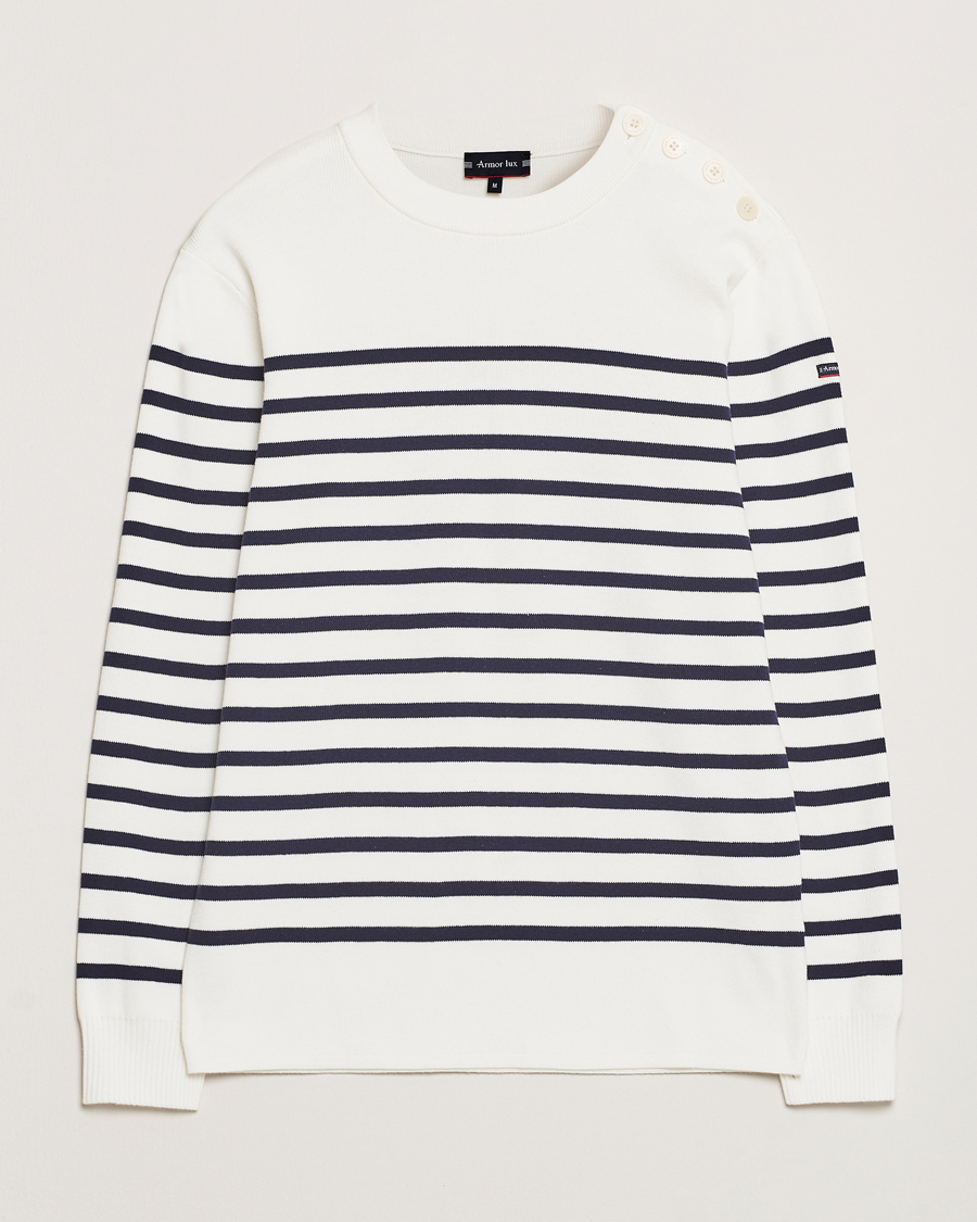 Uomini | Maglieria | Armor-lux | Groix Striped Sweater Milk/Navy