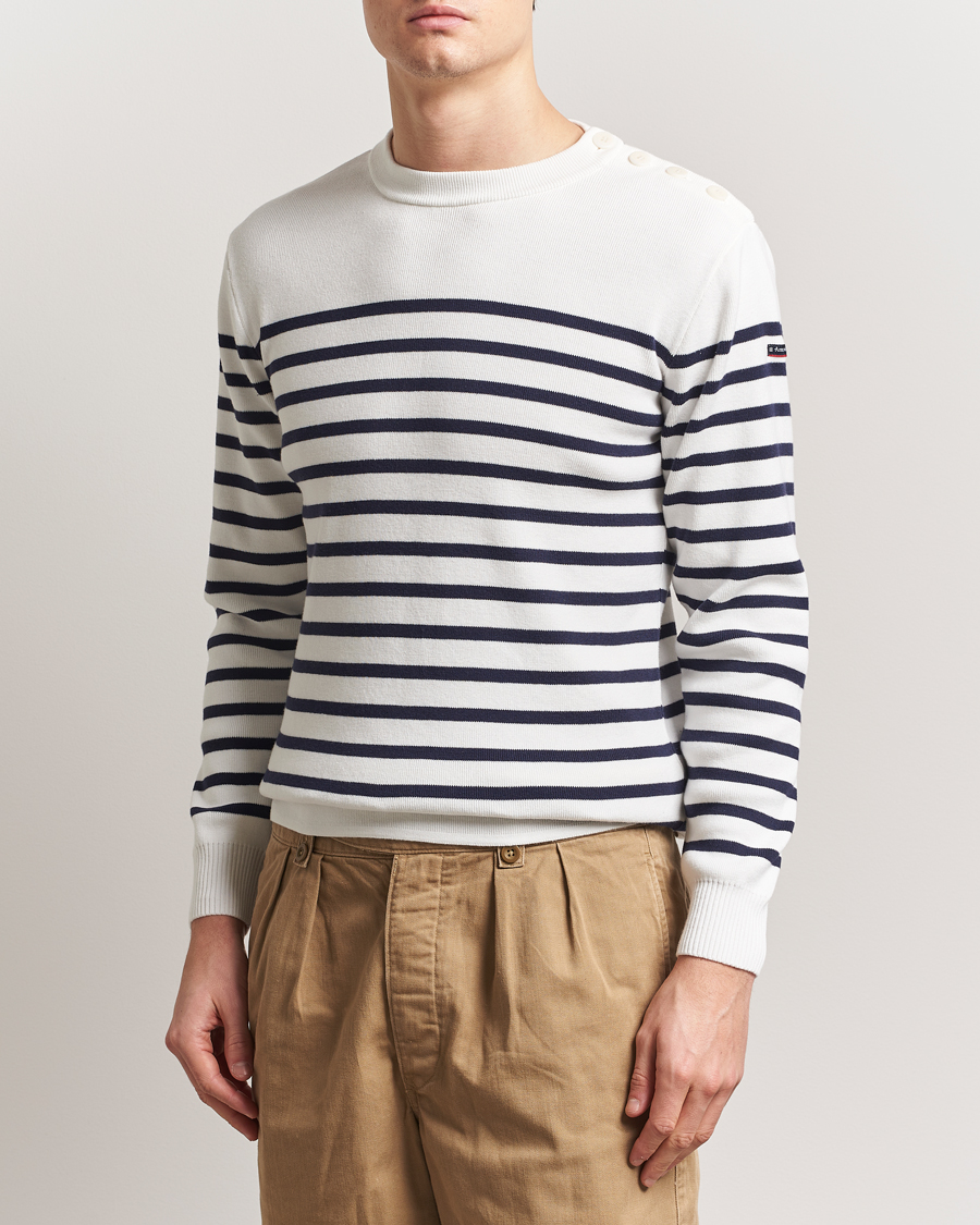 Uomini | Maglieria | Armor-lux | Groix Striped Sweater Milk/Navy