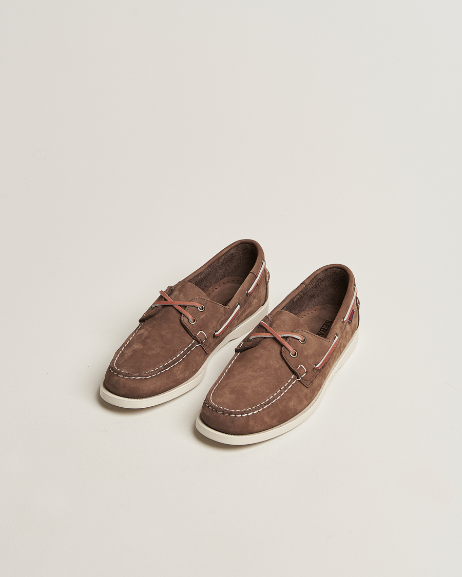 Uomini | Scarpe da barca | Sebago | Docksides Portland Nubuck Boat Shoe Dark Brown