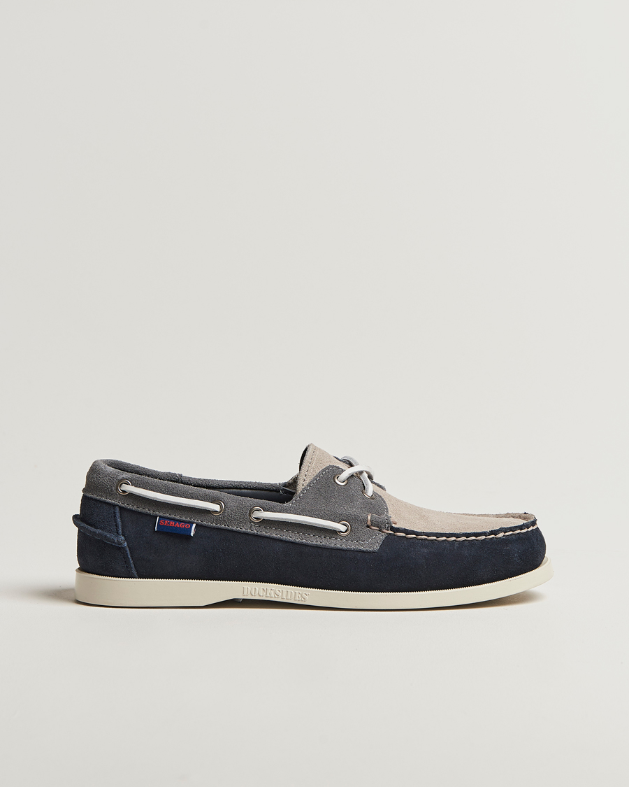 Uomini | Scarpe da barca | Sebago | Docksides Portland Jib Boat Shoe Navy/Grey