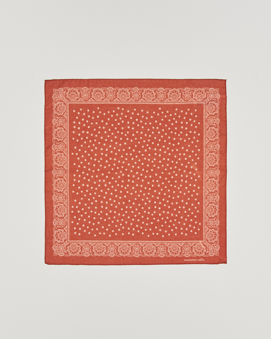 Uomini | Massimo Alba Printed Cotton Voile Handkerchief Burn Red | Massimo Alba | Printed Cotton Voile Handkerchief Burn Red
