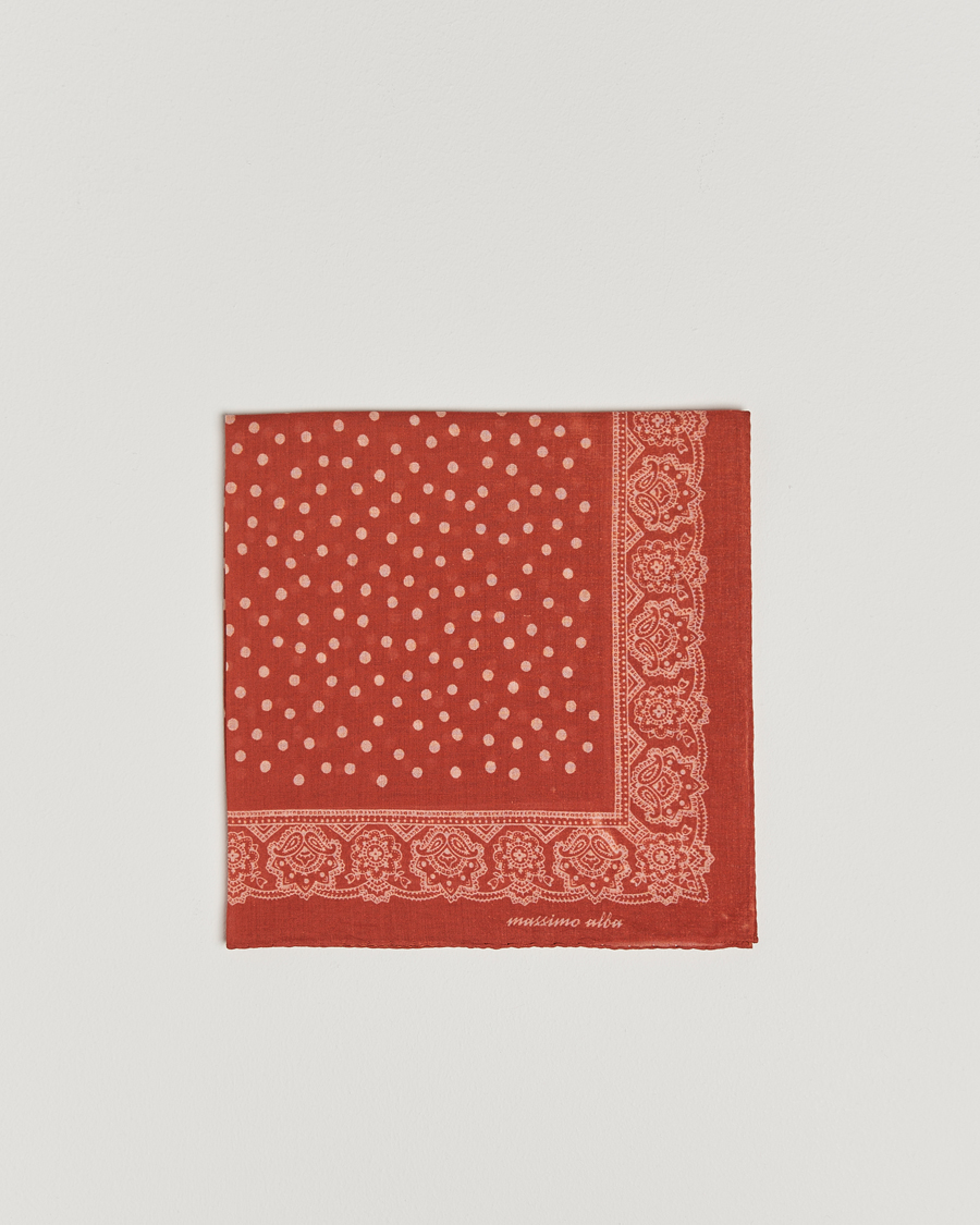 Uomini | Massimo Alba Printed Cotton Voile Handkerchief Burn Red | Massimo Alba | Printed Cotton Voile Handkerchief Burn Red