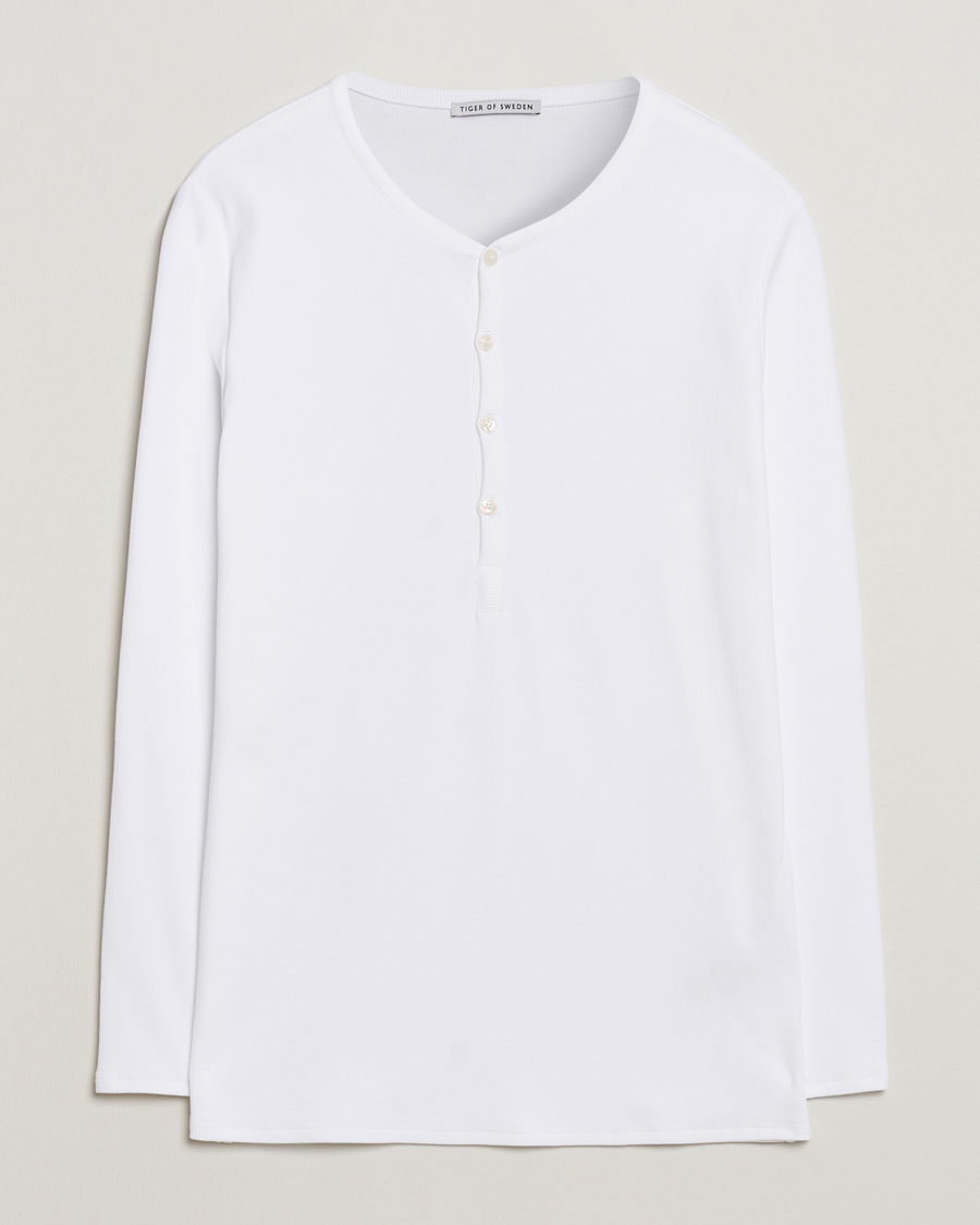 Uomini | Maglieria | Tiger of Sweden | Roye Long Sleeve Henley Pure White