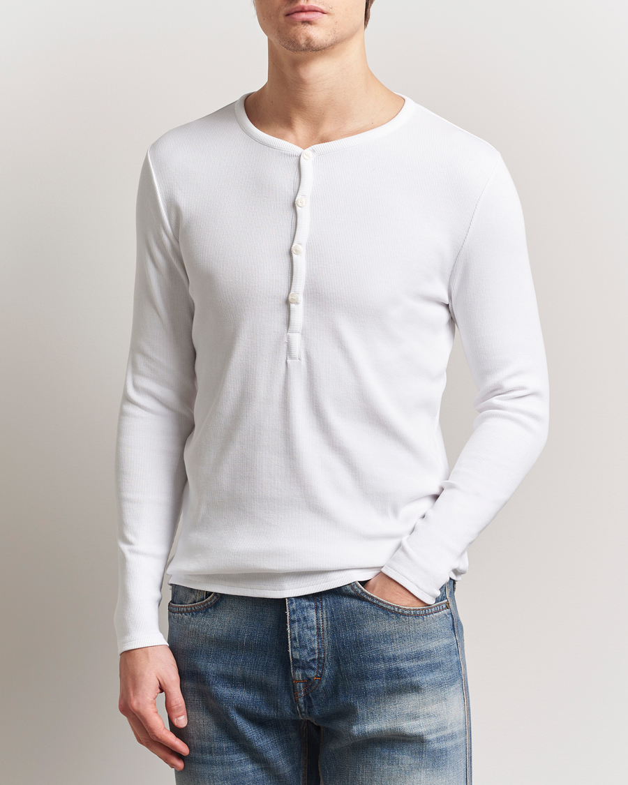 Uomini | Maglieria | Tiger of Sweden | Roye Long Sleeve Henley Pure White