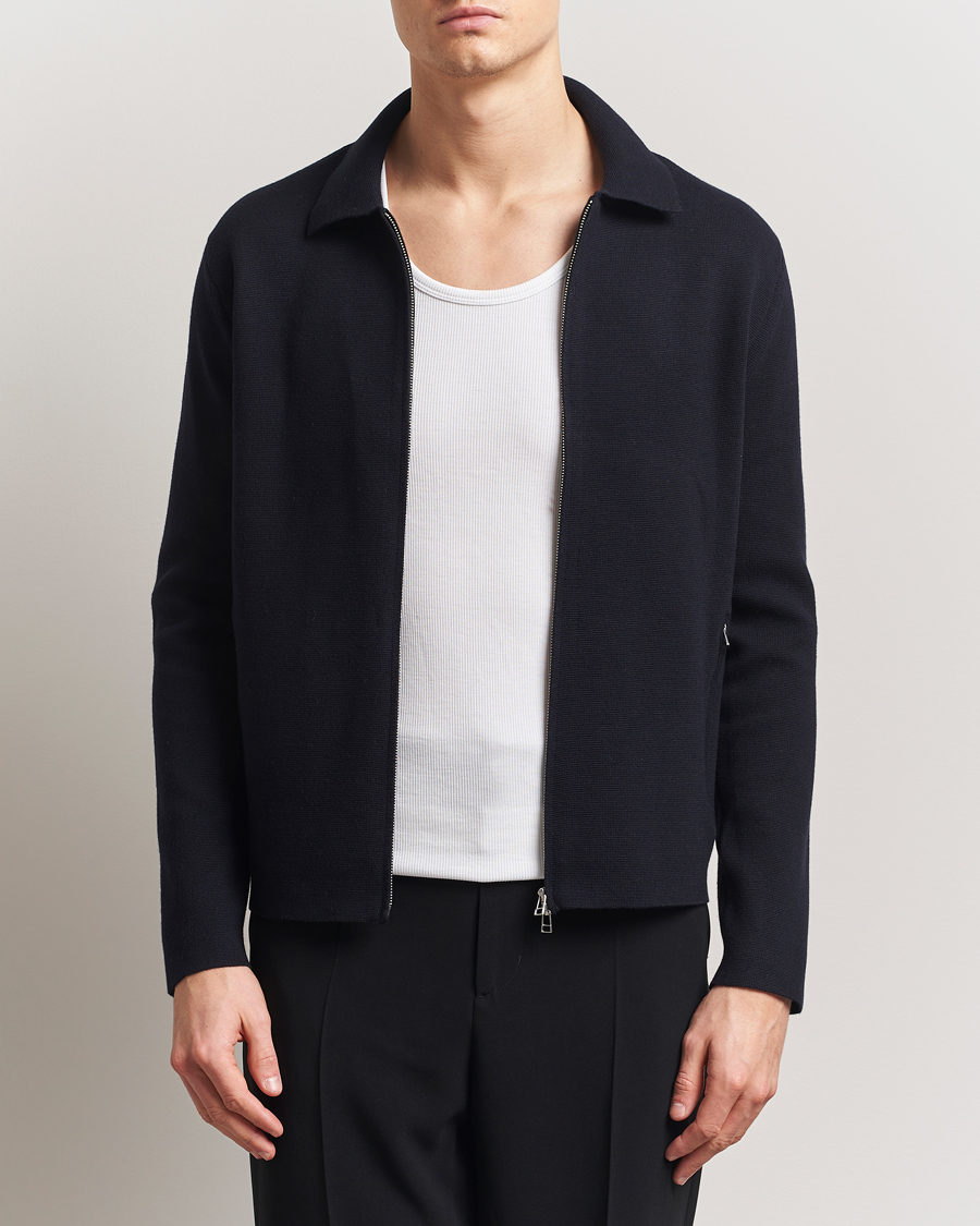 Uomini | Maglieria | Tiger of Sweden | Celyn Cotton/Wool Full Zip Light Ink
