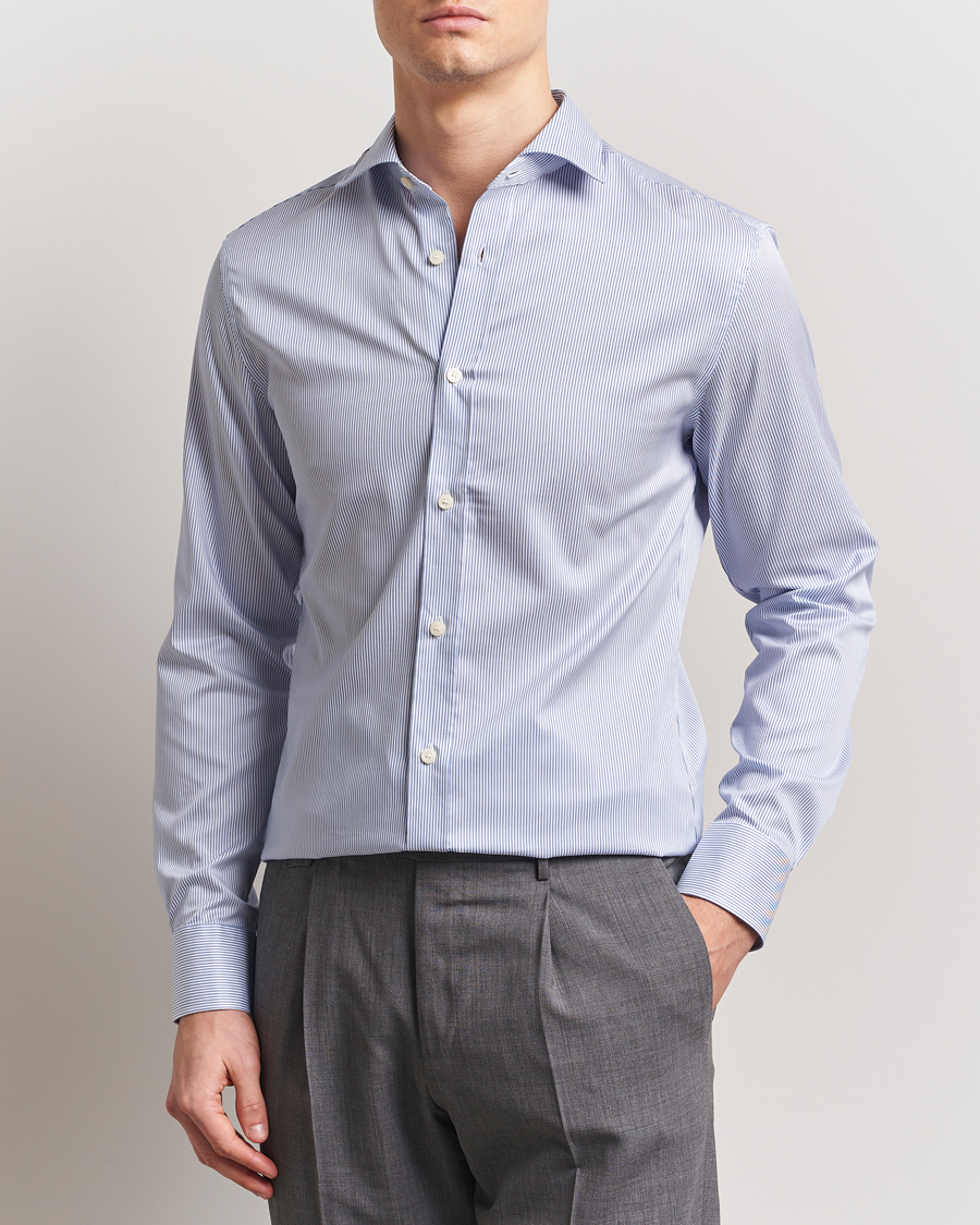 Uomini | Camicie | Tiger of Sweden | Adley Cotton Striped Shirt Blue