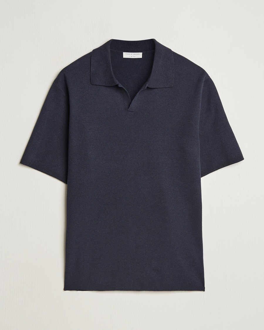 Uomini | Polo | Tiger of Sweden | Maelon Cotton/Linen Polo Light Ink