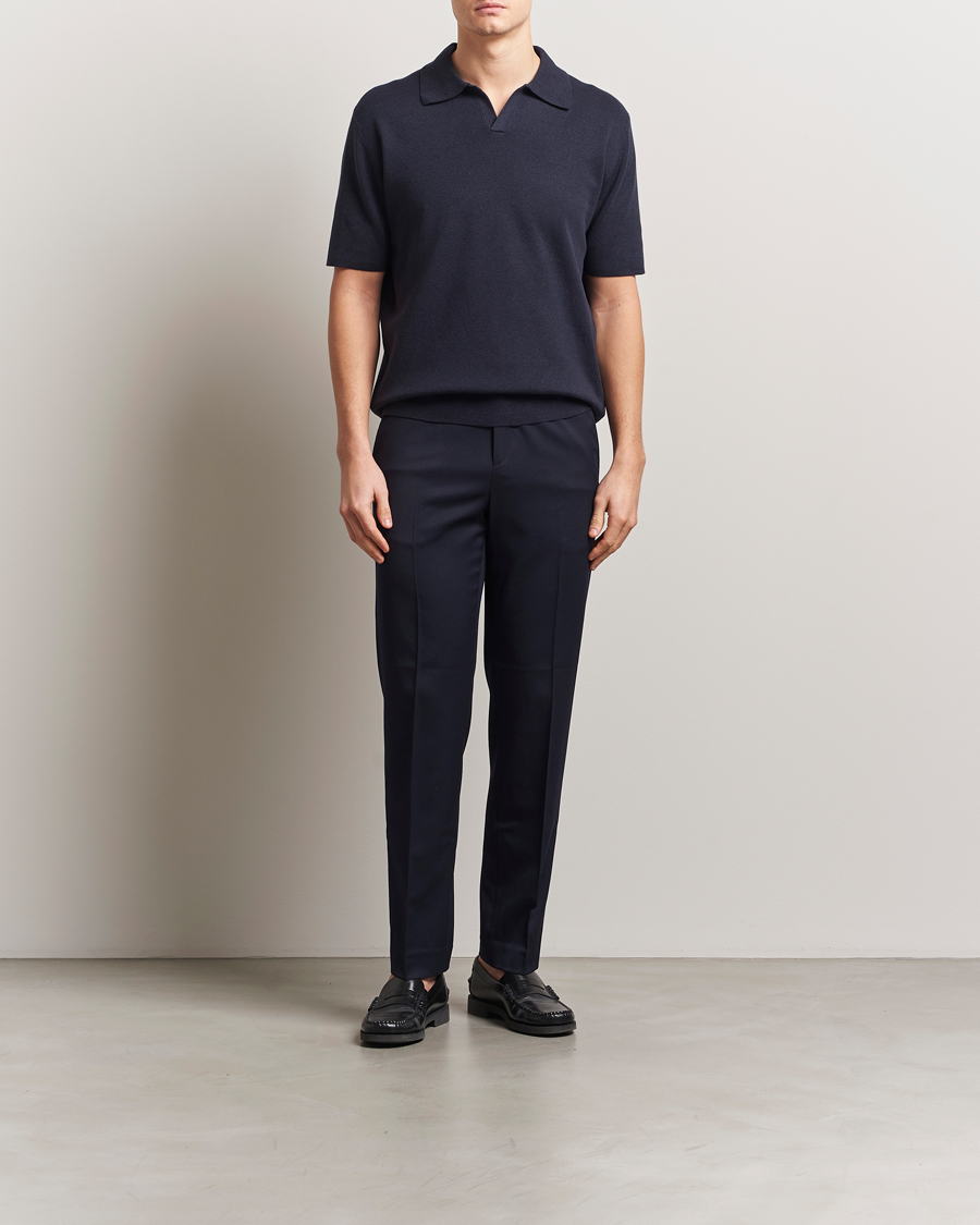 Uomini | Polo | Tiger of Sweden | Maelon Cotton/Linen Polo Light Ink
