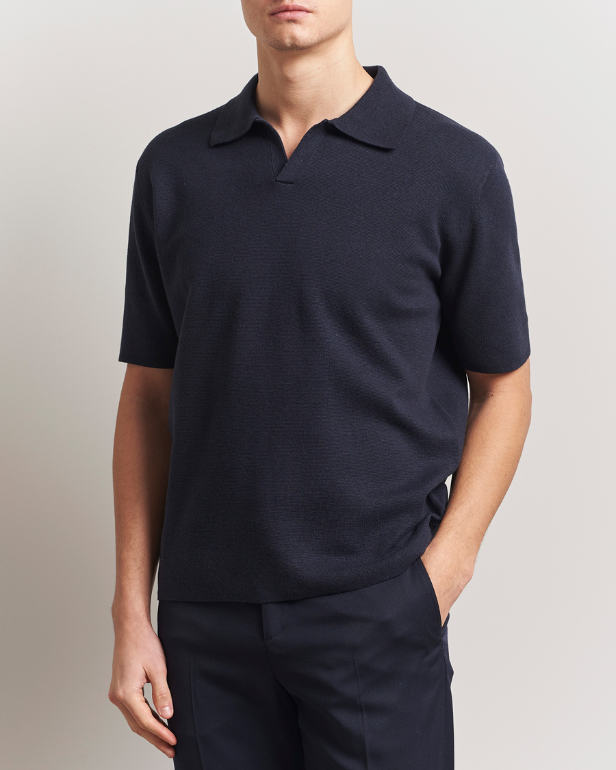Uomini | Polo | Tiger of Sweden | Maelon Cotton/Linen Polo Light Ink