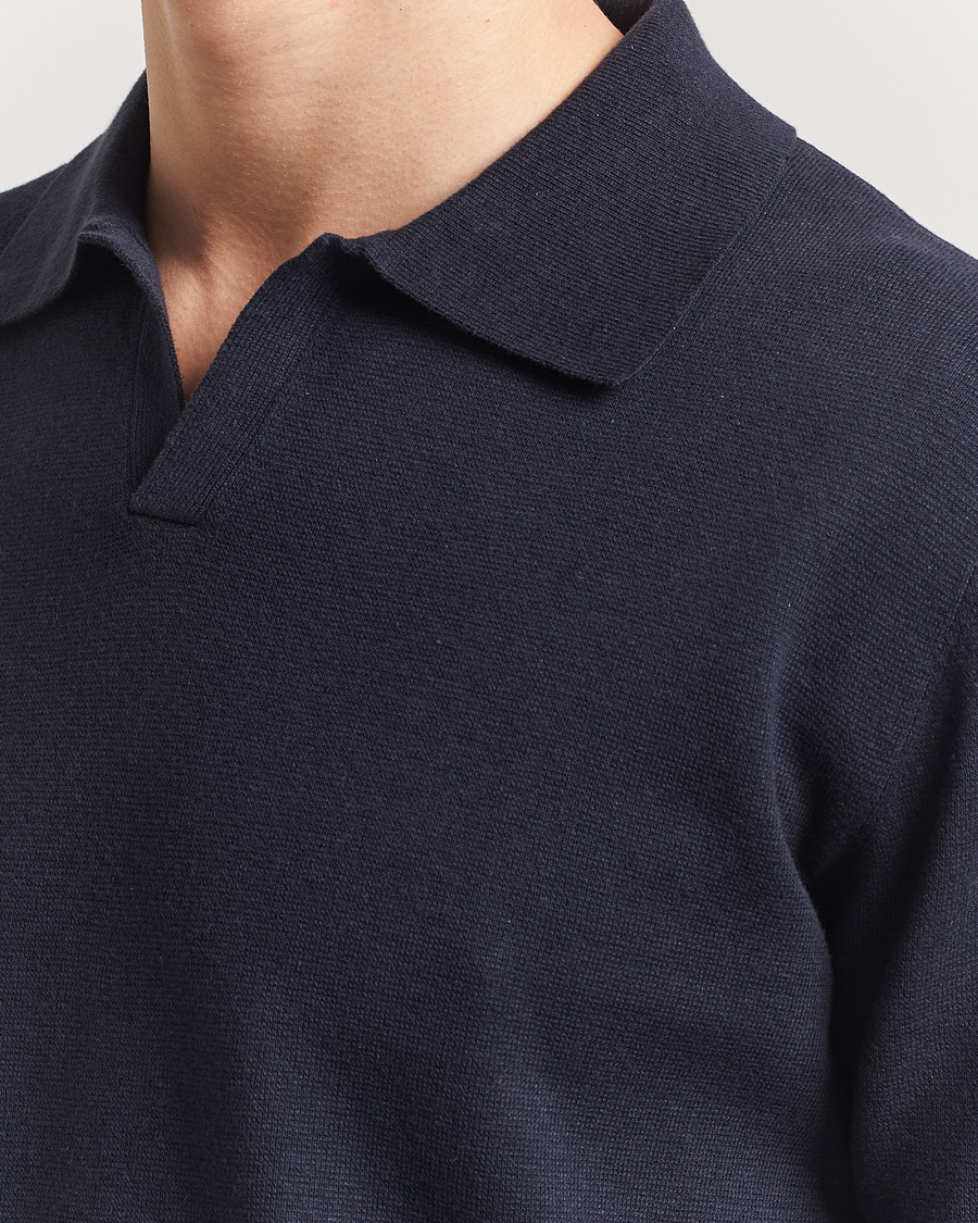 Uomini | Polo | Tiger of Sweden | Maelon Cotton/Linen Polo Light Ink