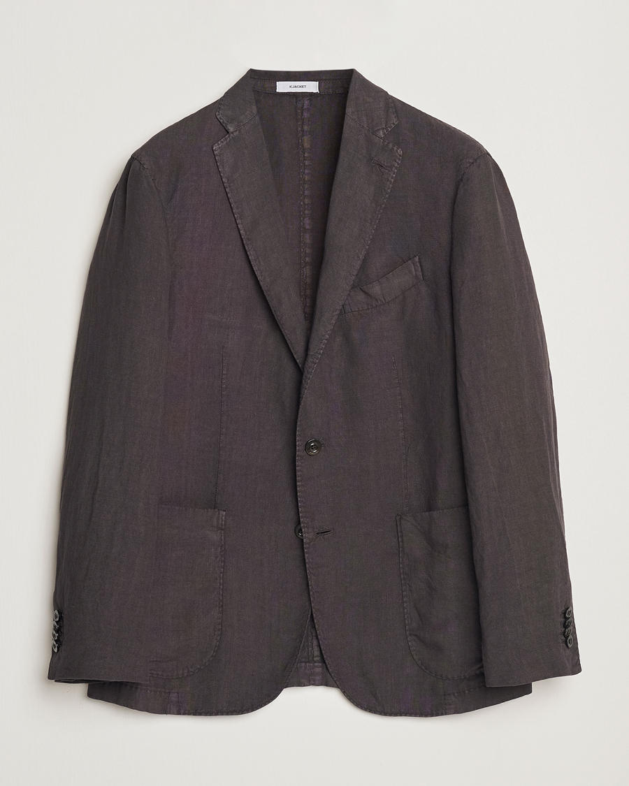 Uomini | Blazers | Boglioli | K Jacket Linen Blazer Dark Brown
