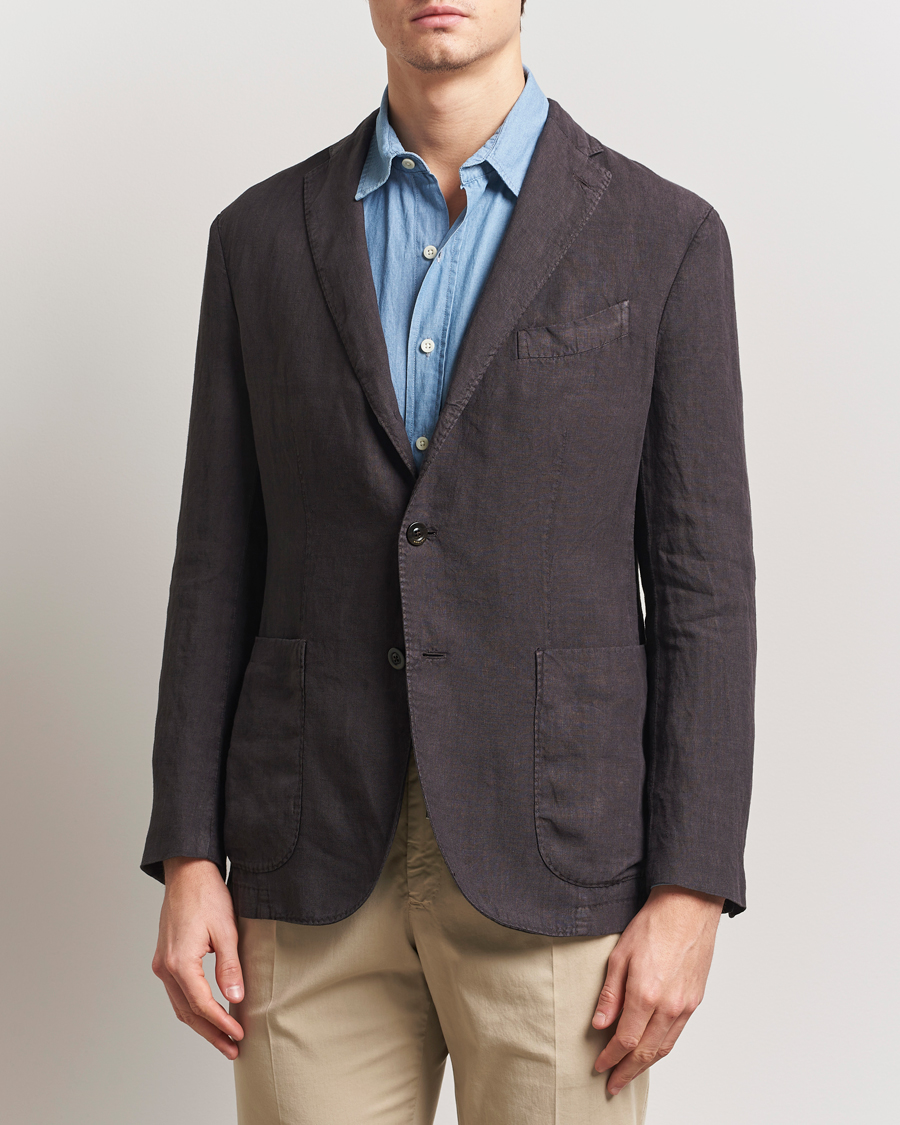 Uomini | Blazers | Boglioli | K Jacket Linen Blazer Dark Brown