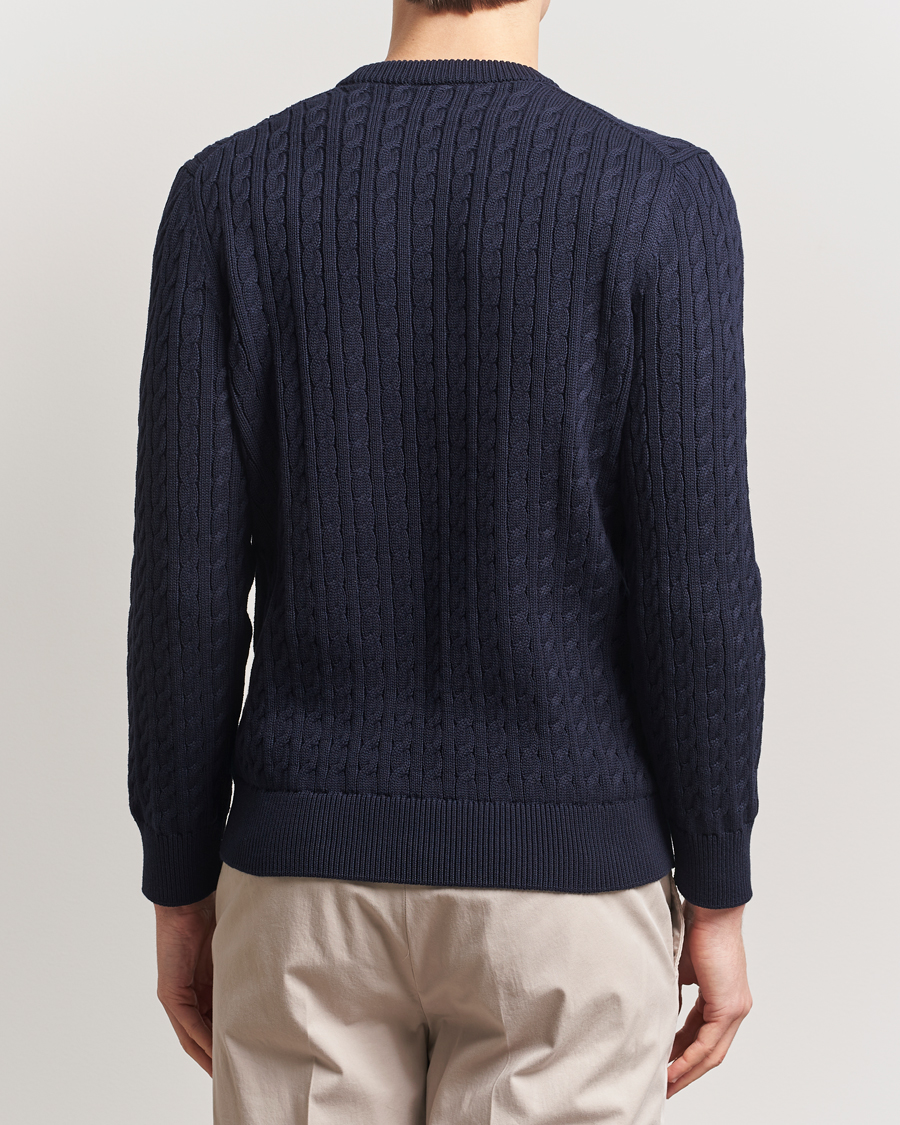 Uomini | Maglieria | Lacoste | Cotton Cable Sweater Navy Blue