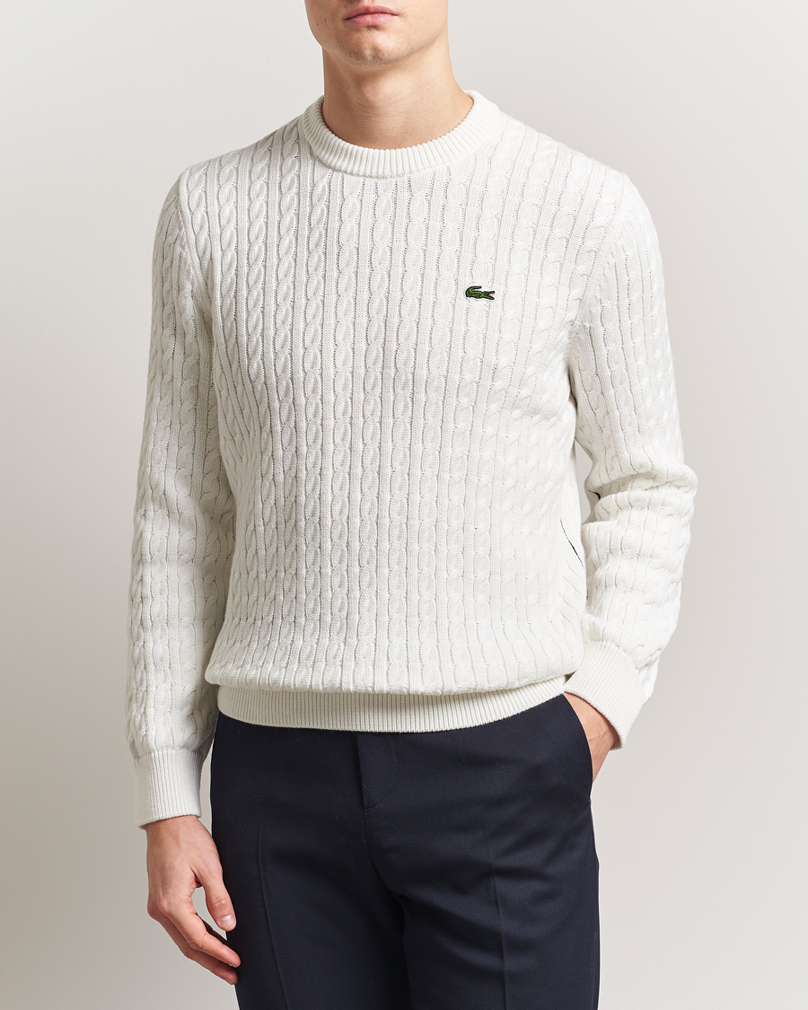 Uomini | Maglieria | Lacoste | Cotton Cable Sweater Flour