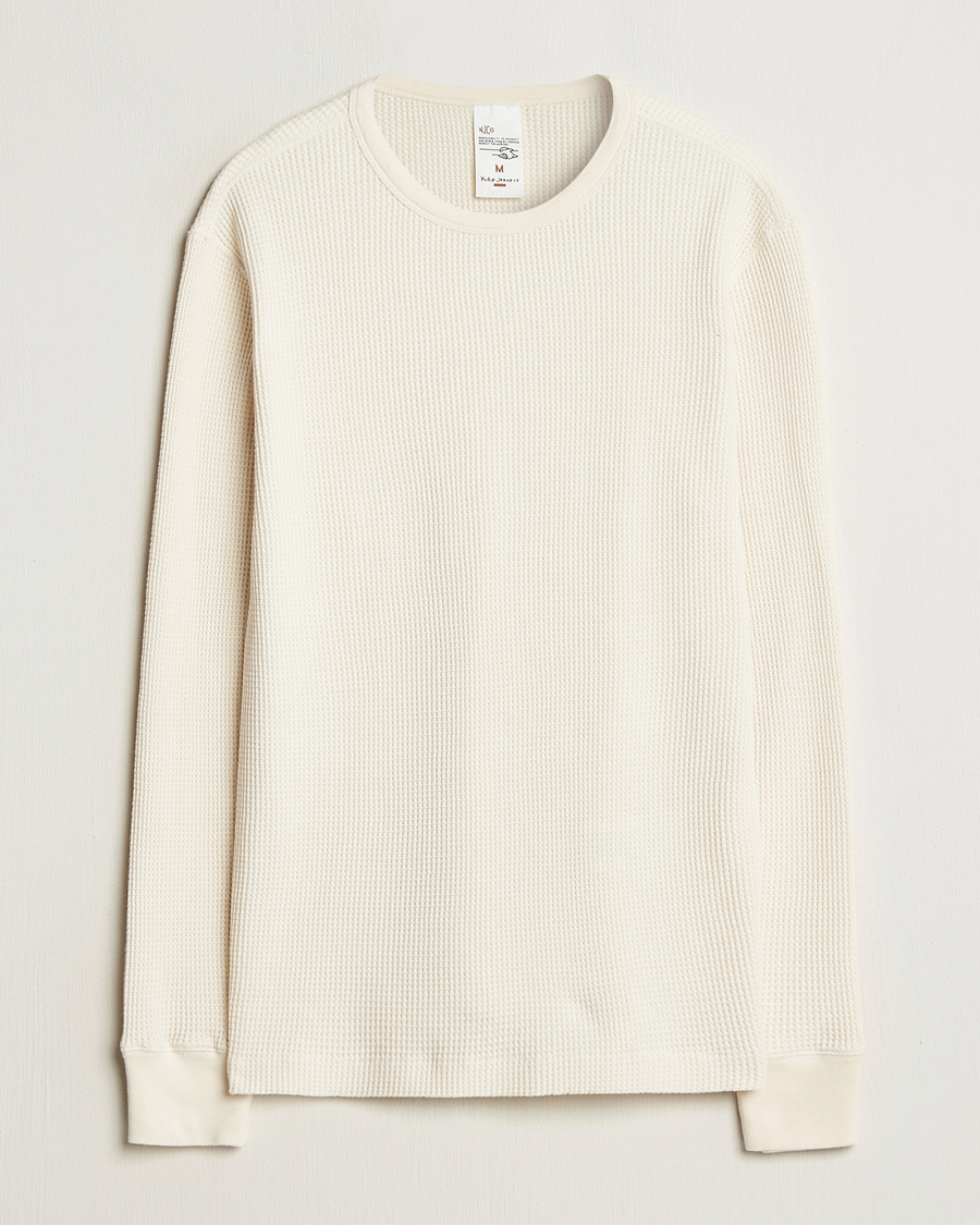 Uomini | T-shirt | Nudie Jeans | Waffle Long Sleeve T-Shirt Ecru