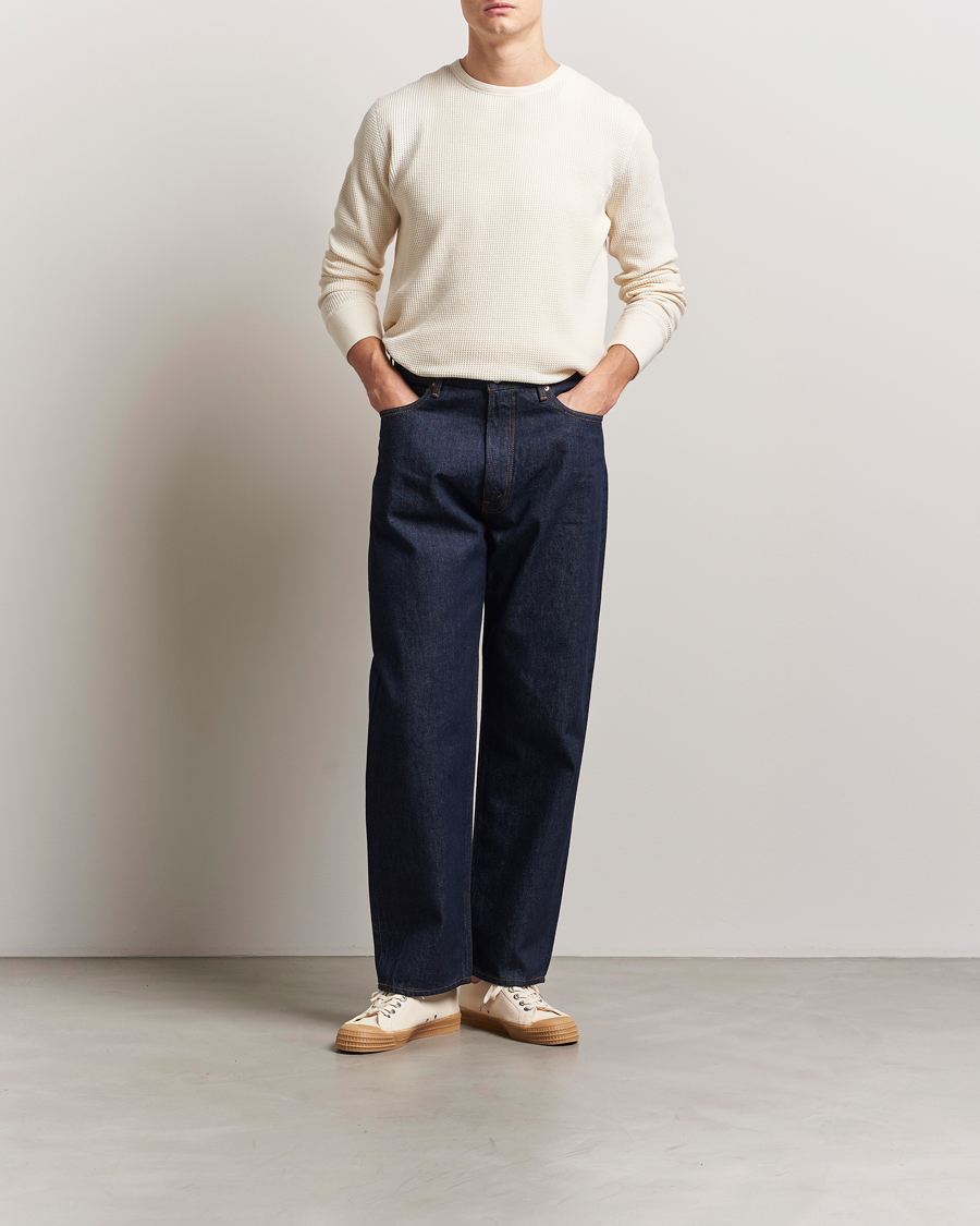 Uomini | T-shirt | Nudie Jeans | Waffle Long Sleeve T-Shirt Ecru