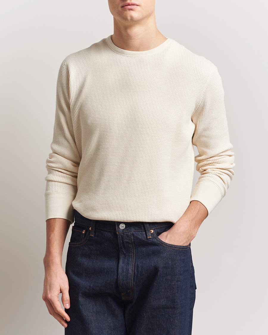 Uomini | T-shirt | Nudie Jeans | Waffle Long Sleeve T-Shirt Ecru