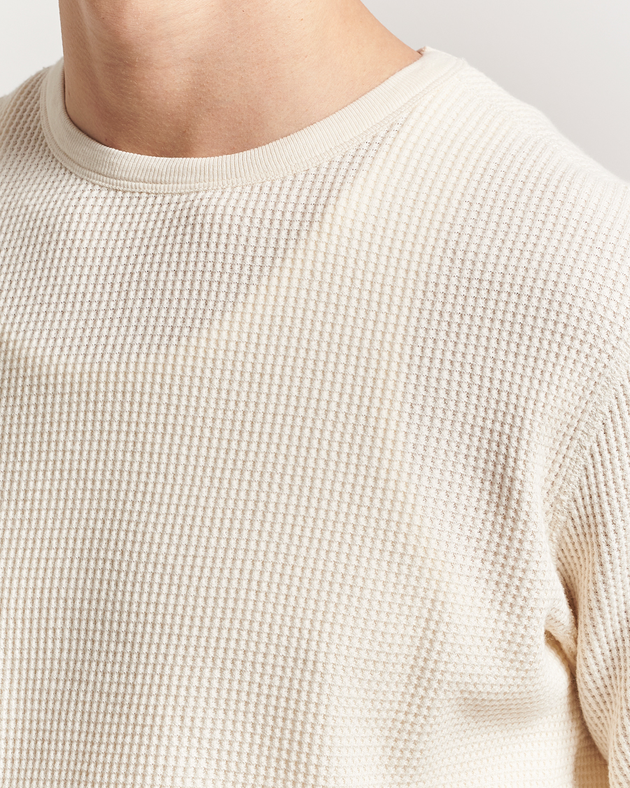 Uomini | T-shirt | Nudie Jeans | Waffle Long Sleeve T-Shirt Ecru