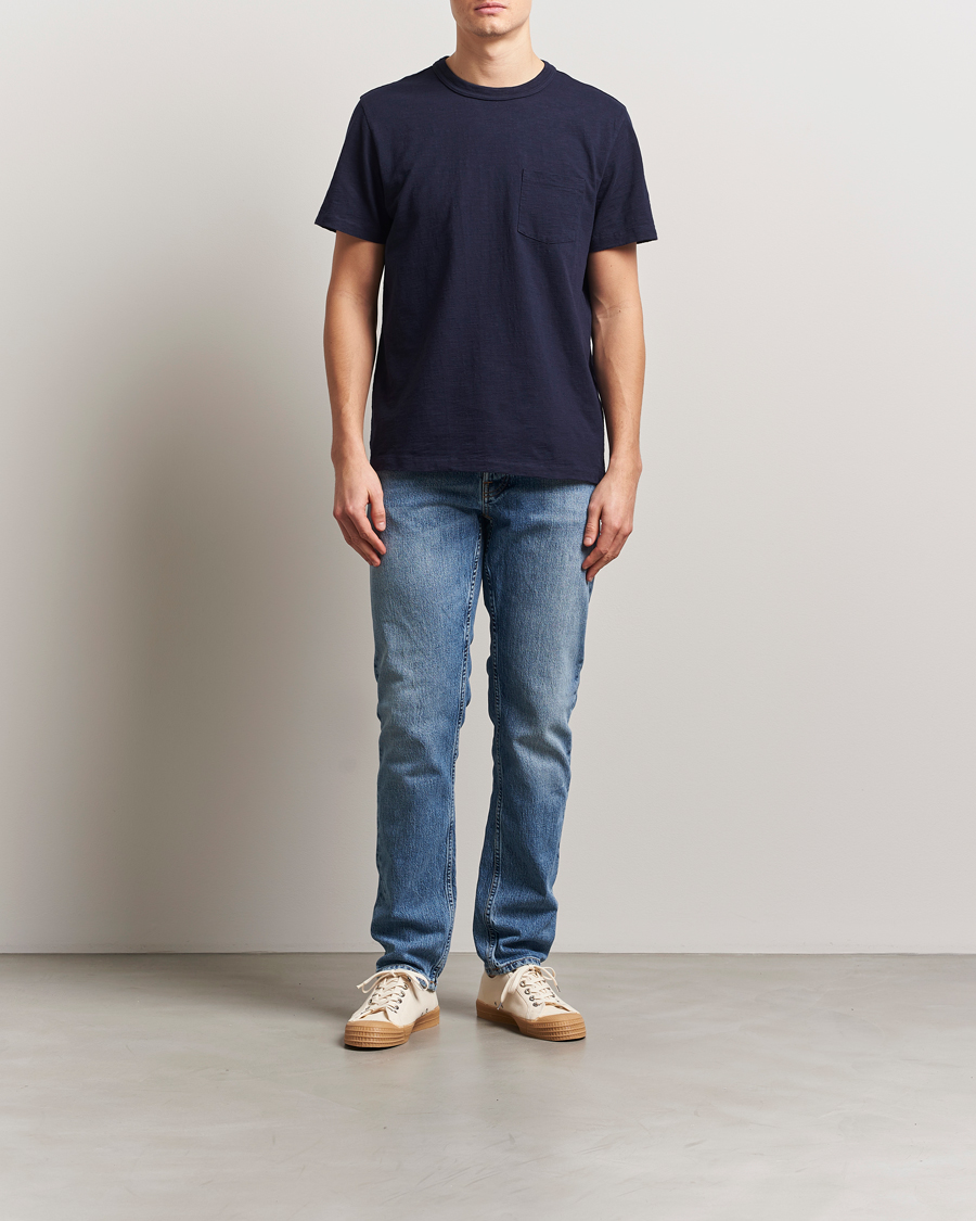 Uomini | T-shirt | Nudie Jeans | Roy Heavy Slub T-Shirt Blueberry