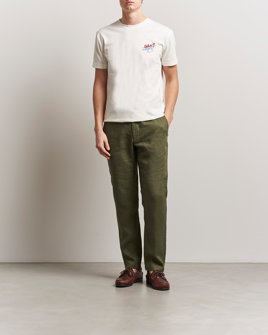 Uomini | Pantaloni | Gant | Relaxed Linen Drawstring Pants Juniper Green
