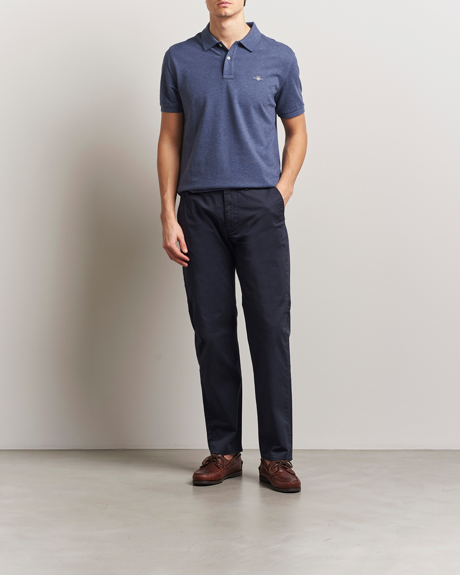 Uomini | Polo | Gant | The Original Polo Dark Jeans Melange