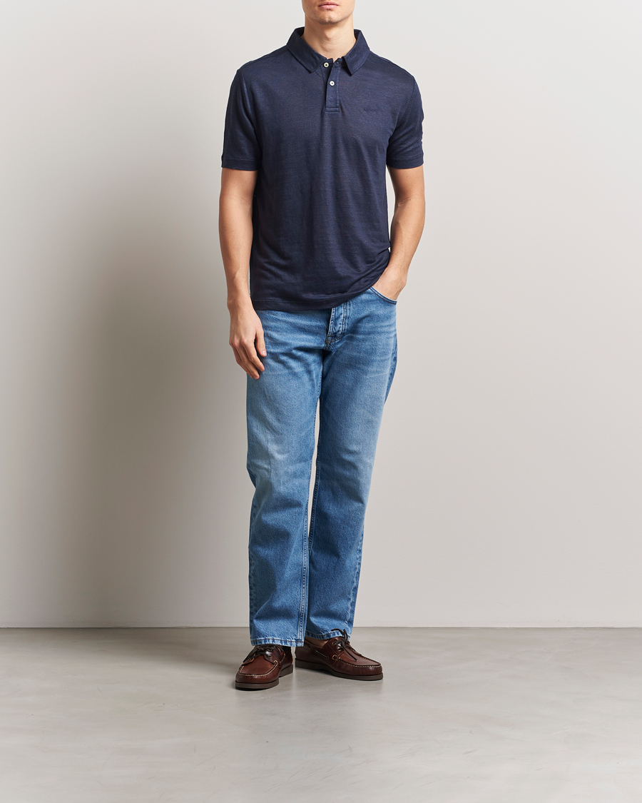Uomini | Polo | Gant | Linen Polo Evening Blue