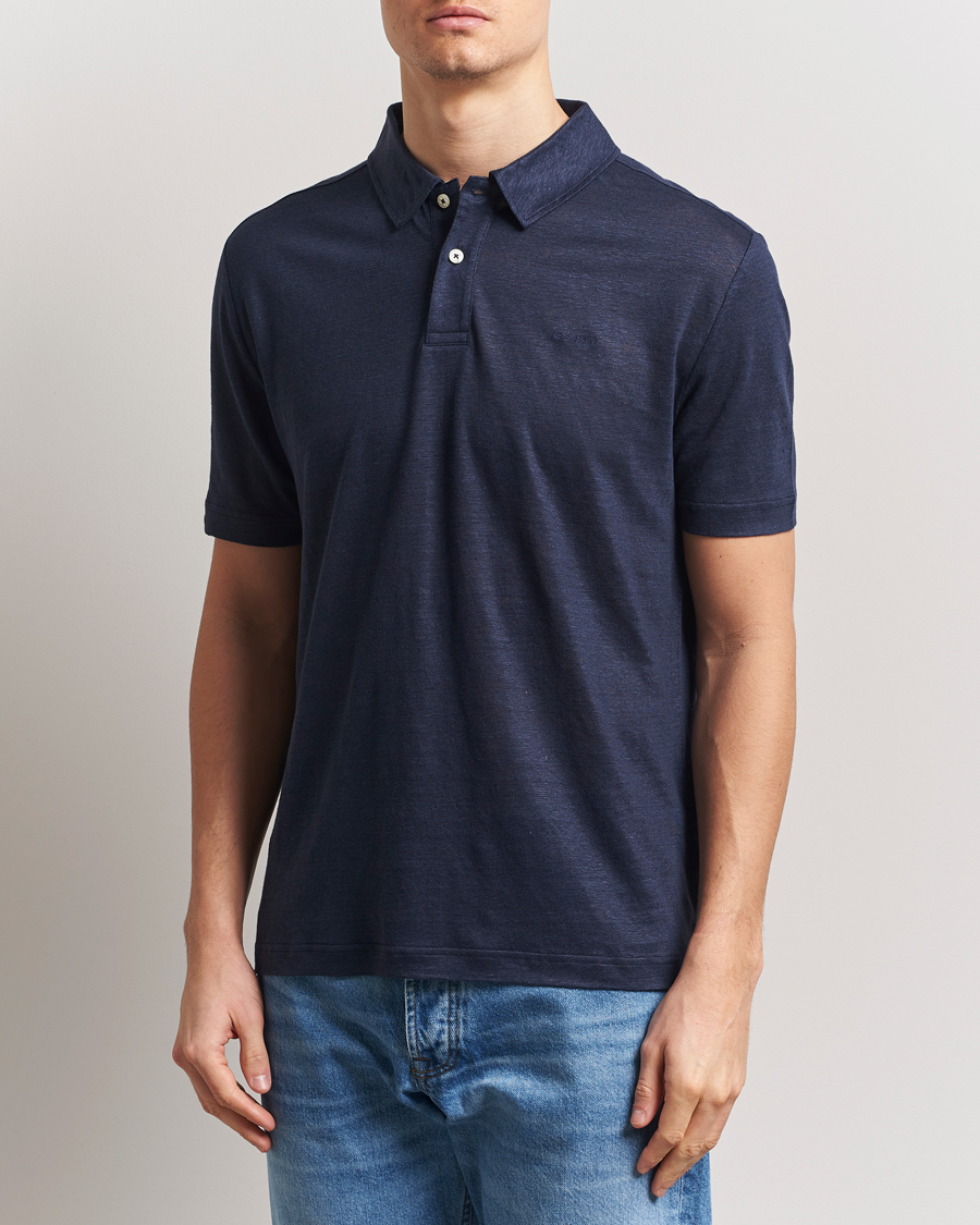 Uomini | Polo | Gant | Linen Polo Evening Blue