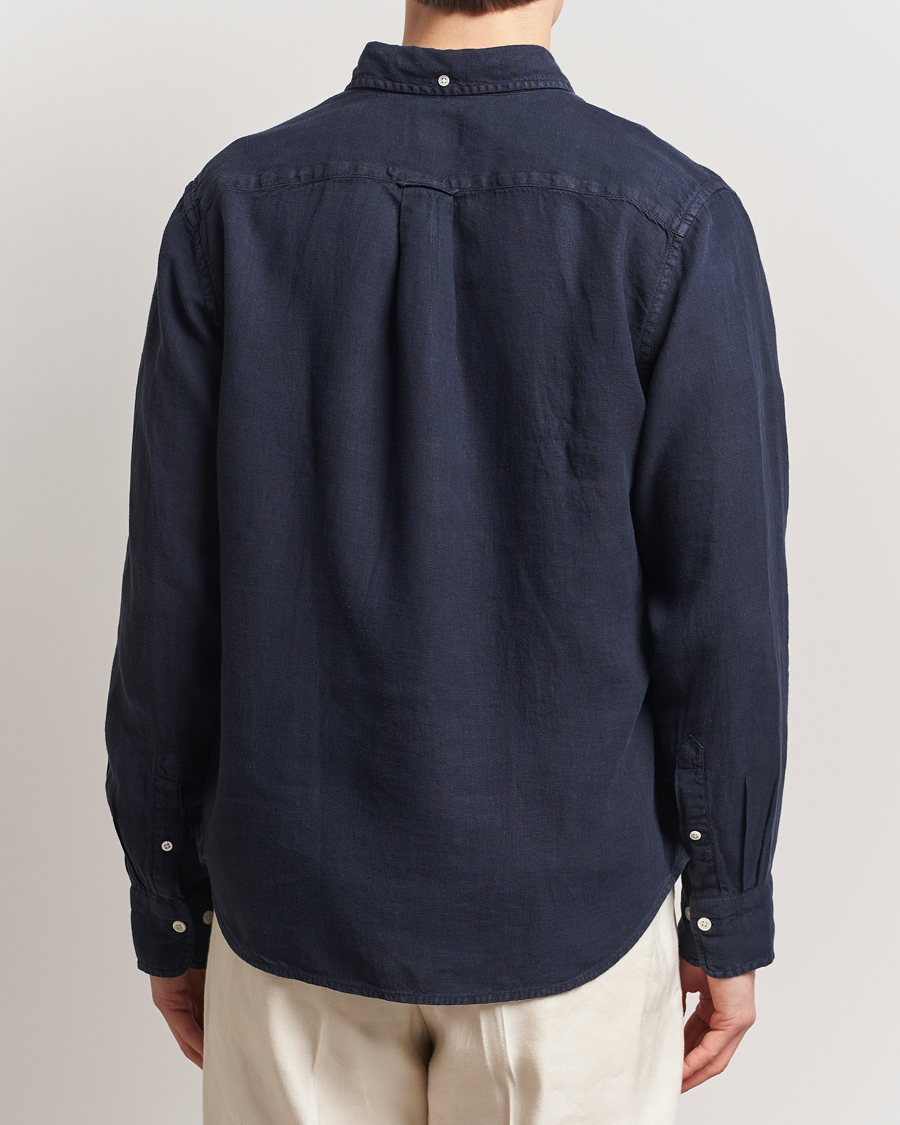 Uomini | Camicie | Gant | Regular Fit Garment Dyed Linen Shirt Evening Blue