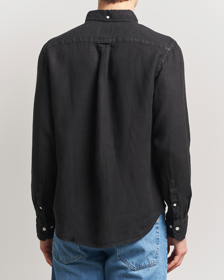 Uomini | Camicie | Gant | Regular Fit Garment Dyed Linen Shirt Black