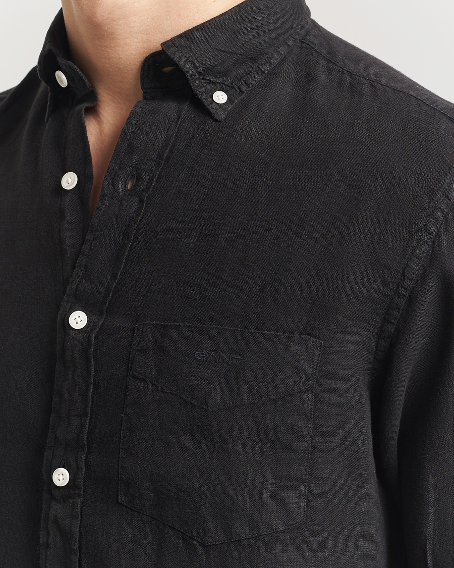 Uomini | Camicie | Gant | Regular Fit Garment Dyed Linen Shirt Black
