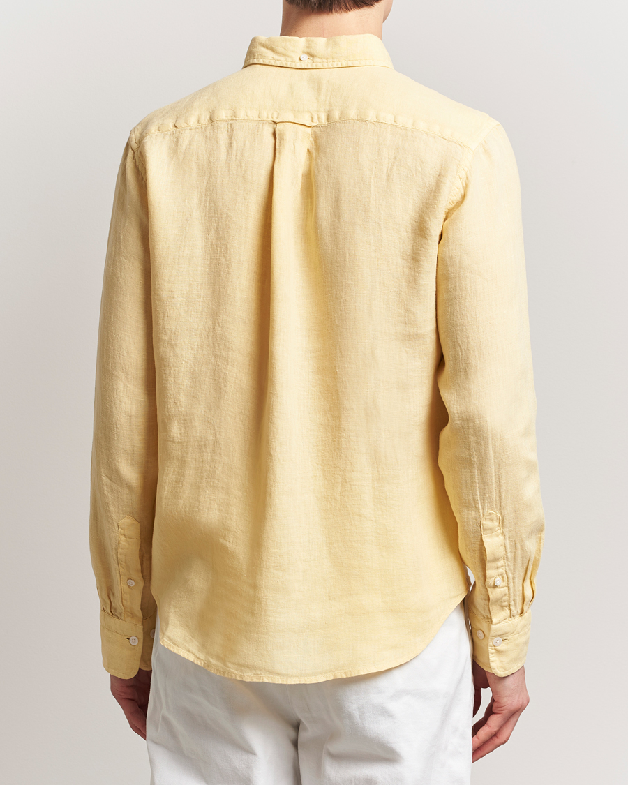 Uomini | Camicie | Gant | Regular Fit Garment Dyed Linen Shirt Dusty Yellow