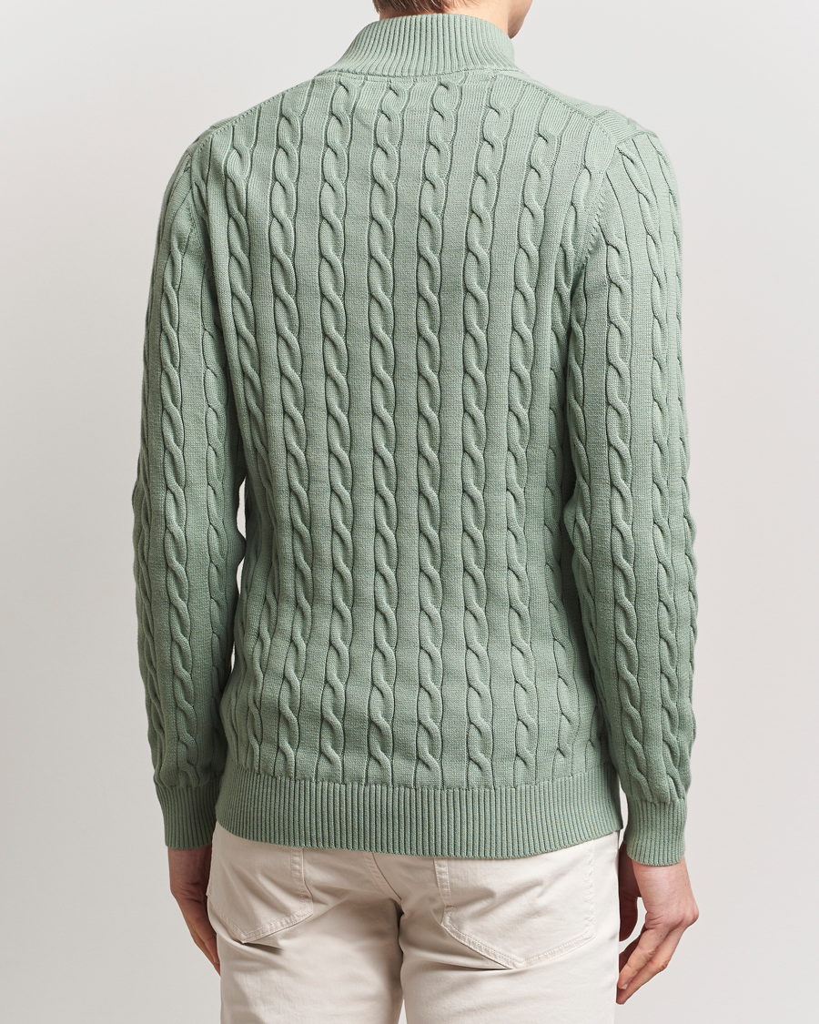 Uomini | Maglieria | GANT | Cotton Cable Half Zip Kalamata Green