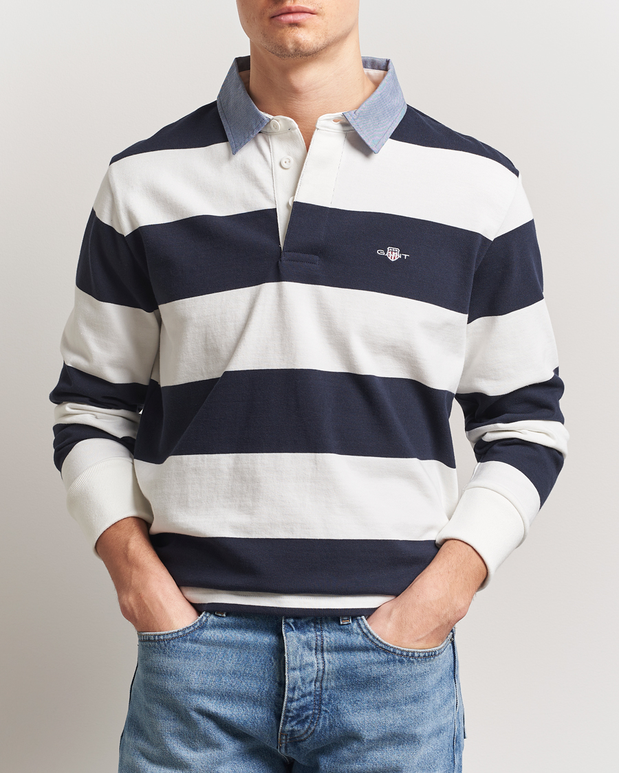 Uomini | Maglieria | Gant | Chambray Barstriped Rugger Eggshell