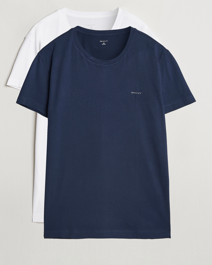 Uomini | T-shirt | Gant | 2-Pack Crew Neck T-Shirt Navy/White