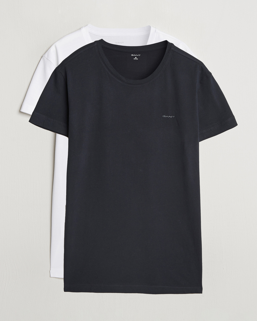 Uomini | T-shirt | Gant | 2-Pack Crew Neck T-Shirt Black/White