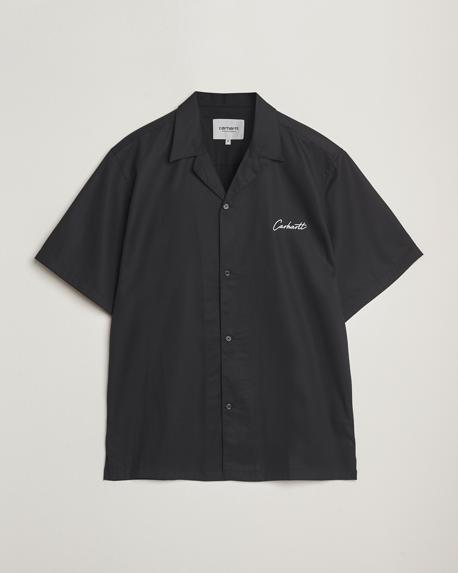 Uomini | Camicie | Carhartt WIP | Short Sleeve Cotton/Tencel Delrey Shirt Black/White