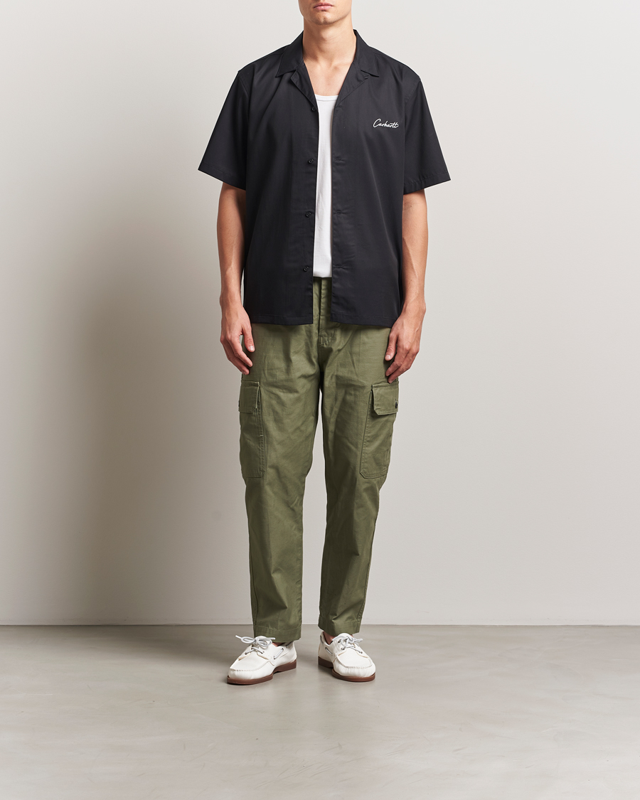 Uomini | Camicie | Carhartt WIP | Short Sleeve Cotton/Tencel Delrey Shirt Black/White